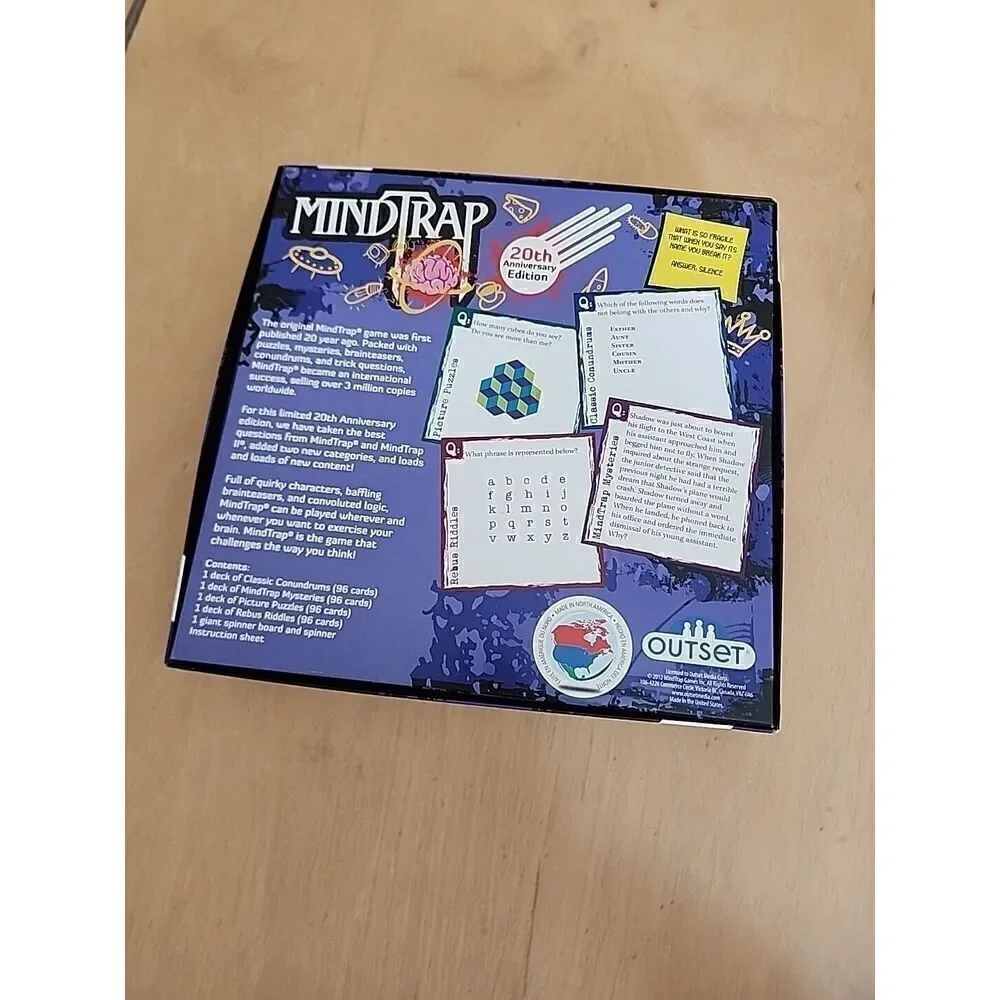 Mindtrap 20th Anniversary Edition Party Trivia Puzzle Brainteaser Game